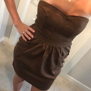MM Couture by Miss Me Brown Strapless Dress